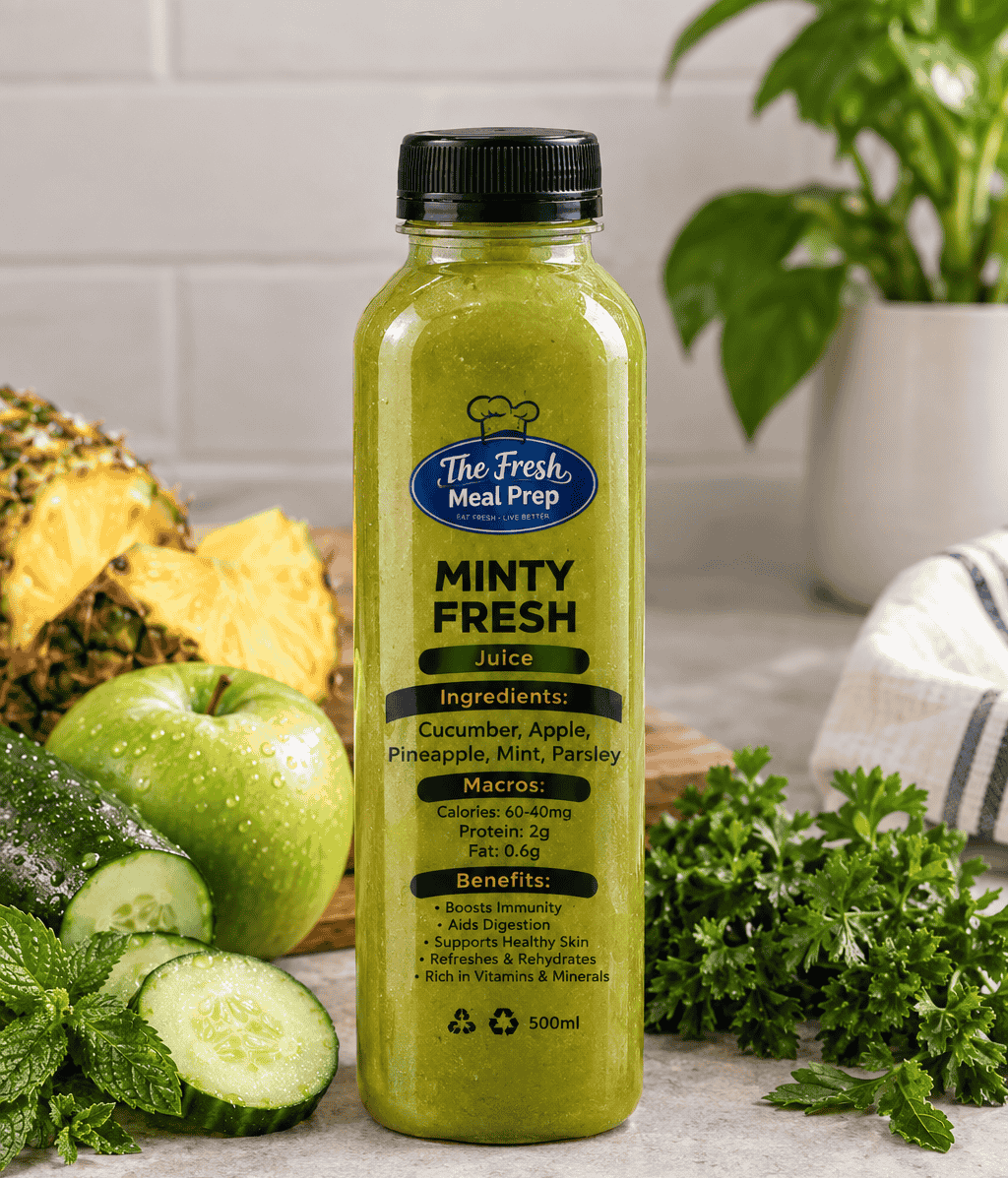 minty fresh juice(Cucumber, Apple,  Pineapple, Mint, Parsley  )